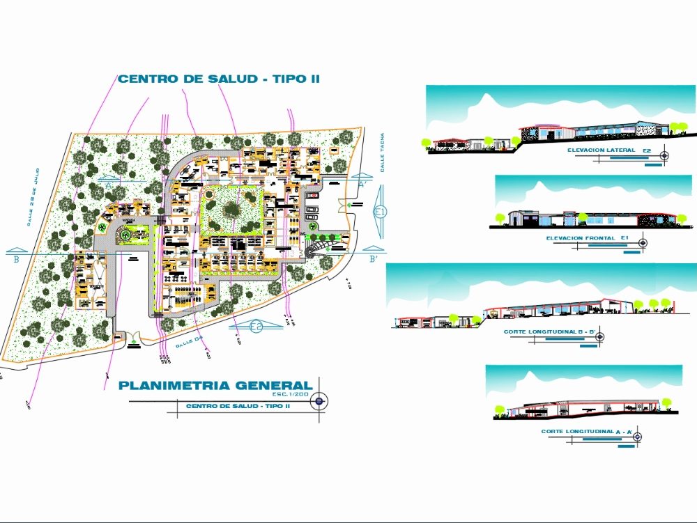 Centro De Salud En AutoCAD Librería CAD