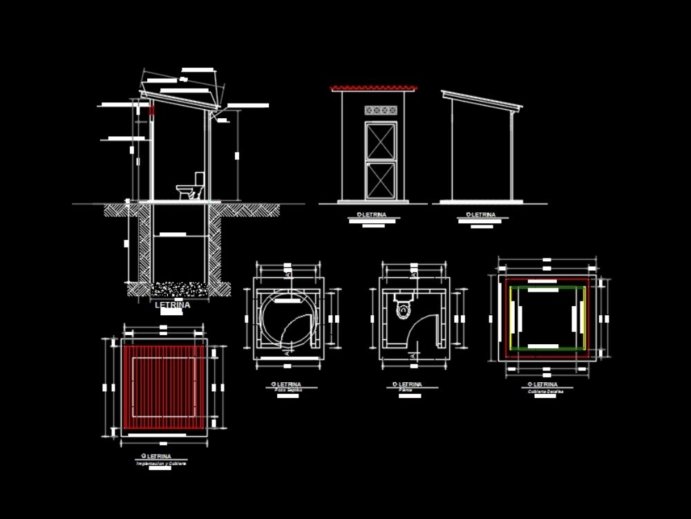 Letrina Sanitaria Para Zonas Rurales En DWG Librería CAD