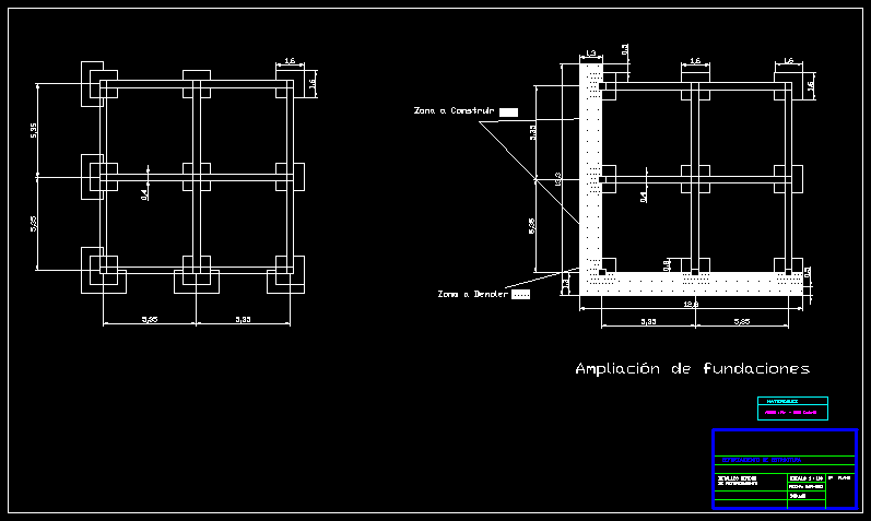 Plan Of Reinforced Foundations In AutoCAD CAD Library