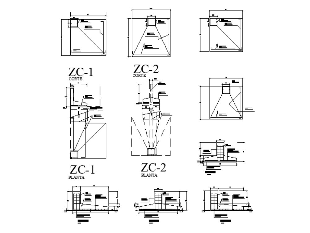 Zapatas Aisladas En DWG Librería CAD