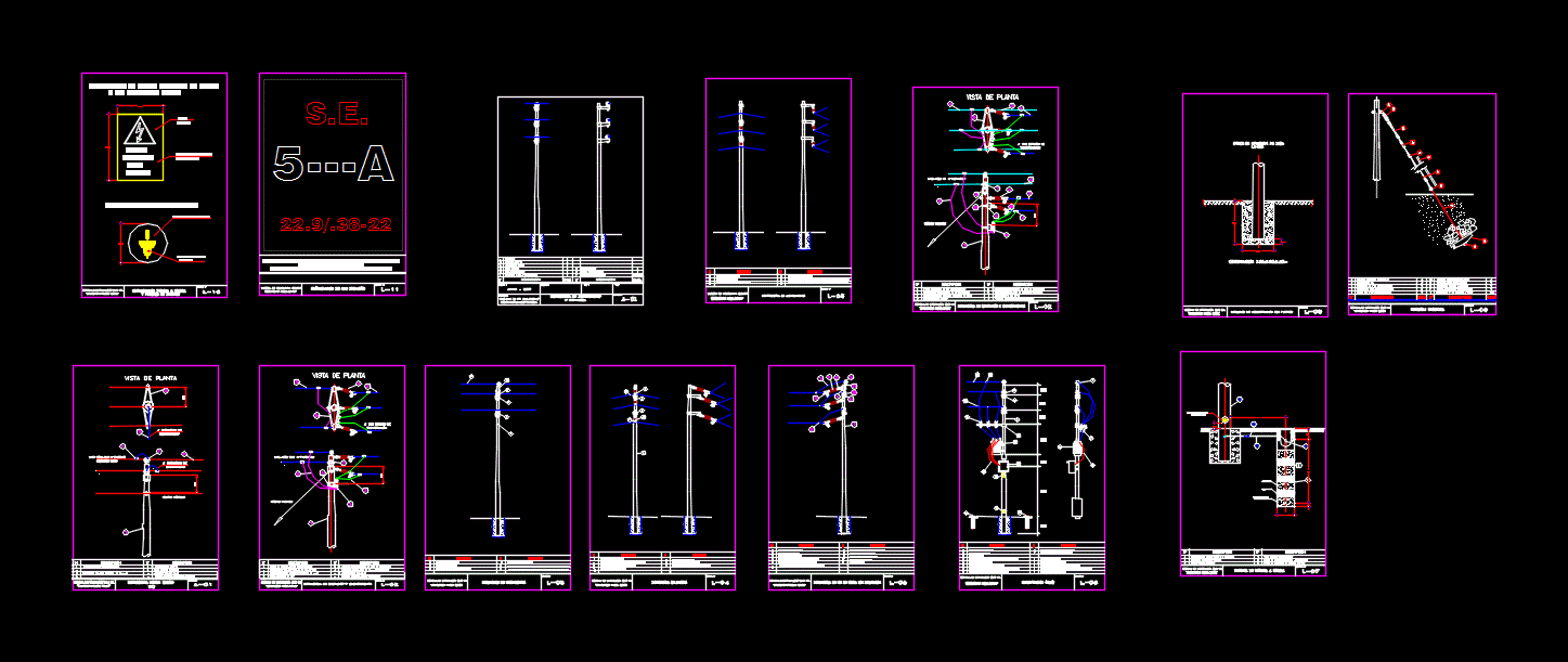 Média Tensão em DWG Biblioteca CAD