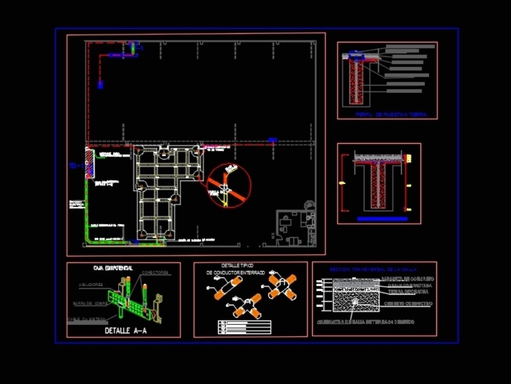 Plano Puesta A Tierra Modelo De Malla En DWG Librería CAD