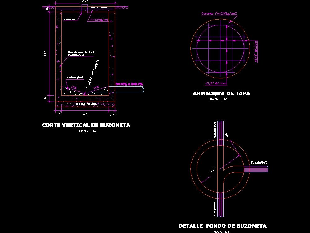 Detalle De Desague Condominial En Saneamiento En Dwg Librer A Cad