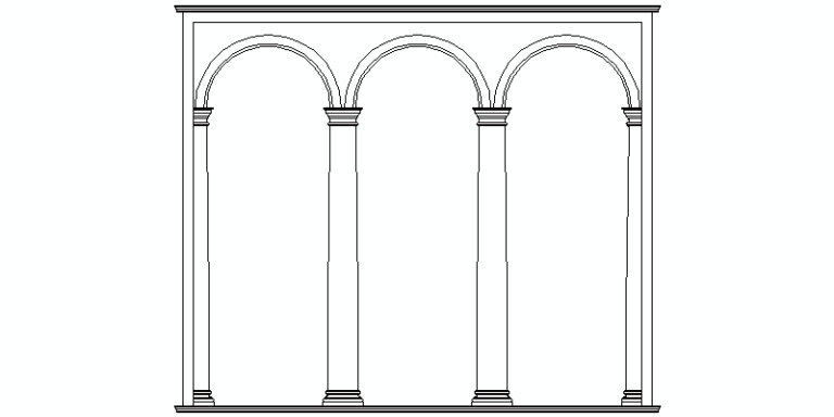 set of three porticoes of classical architecture