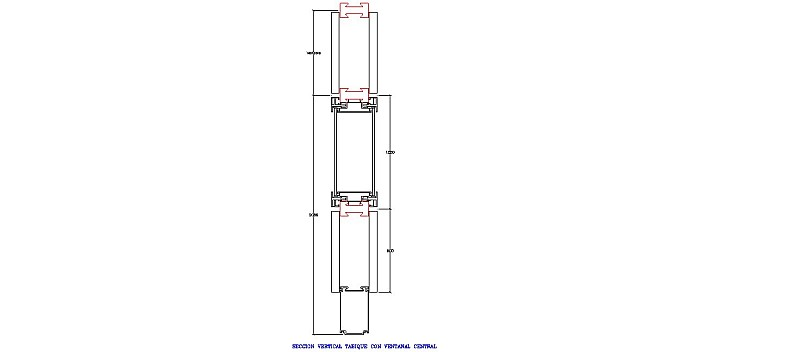 Vertical section partition with central window