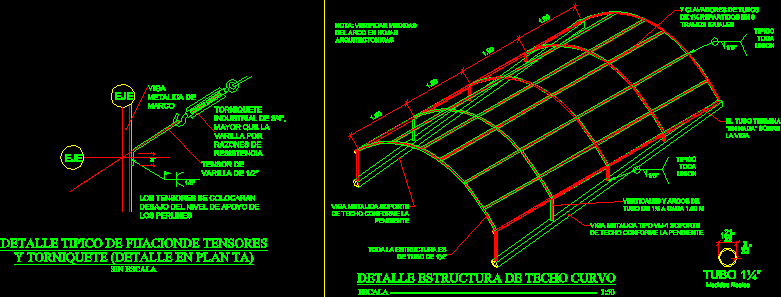 Estructura de techo en arco con cubierta