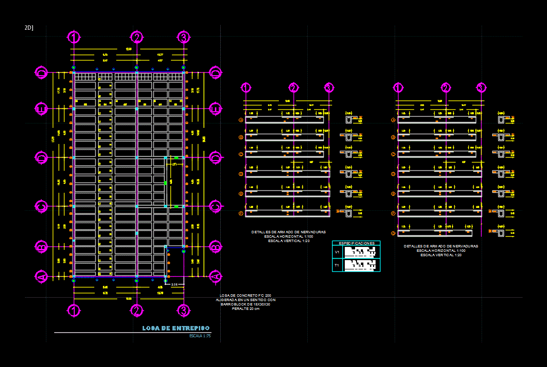 Detalles en AutoCAD de una Losa aligerada