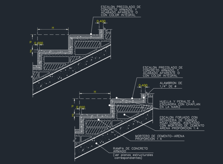 Detalle de escalera de concreto