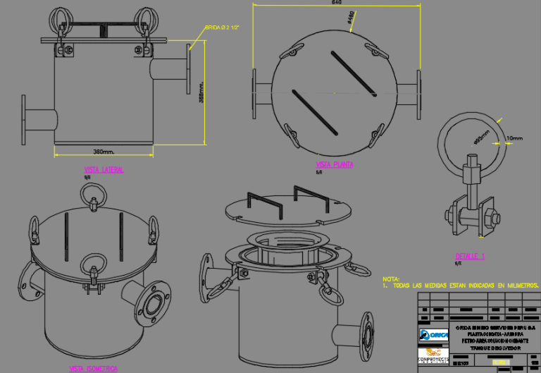 Double filter detail of a tank