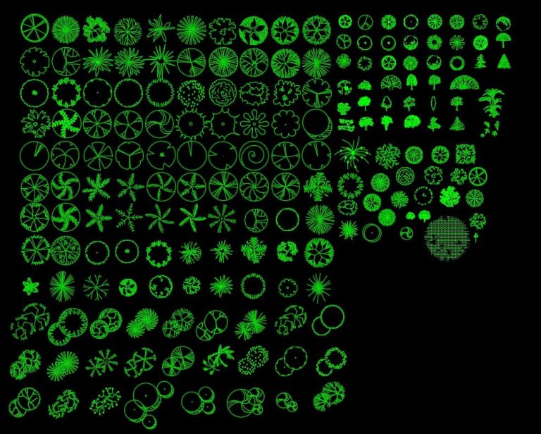 Blocos com árvores em vista., - Detalhes do Bloco DWG