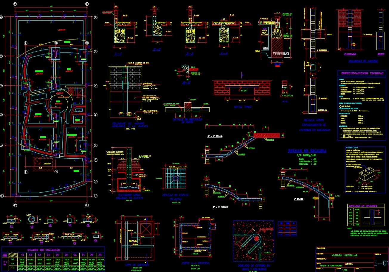 Plano de cimentación 8X20