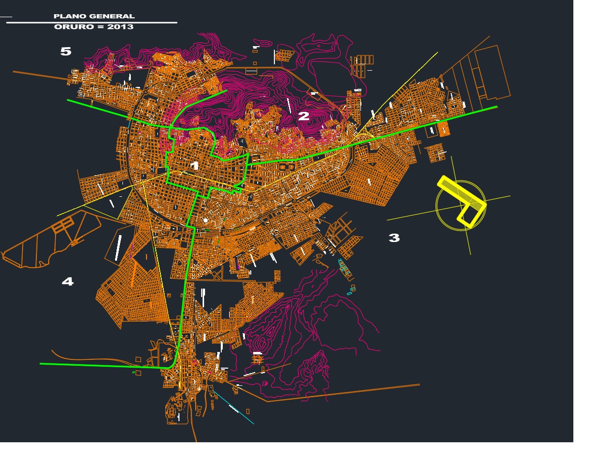 Plano da cidade de Oruro, Bolívia em DWG (3.43 MB) | Biblioteca CAD