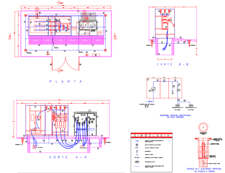 Plano Detallado de Subestación Eléctrica