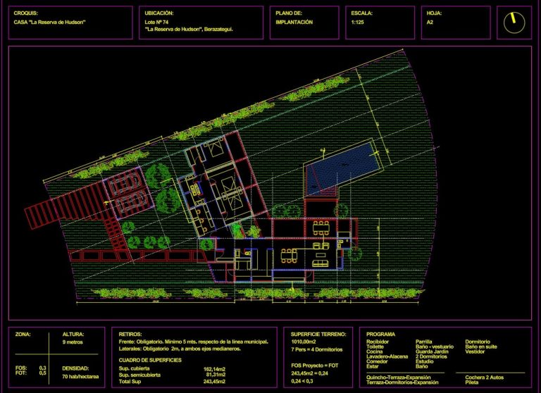 Plano de Implantación de Casa La Reserva de Hudson