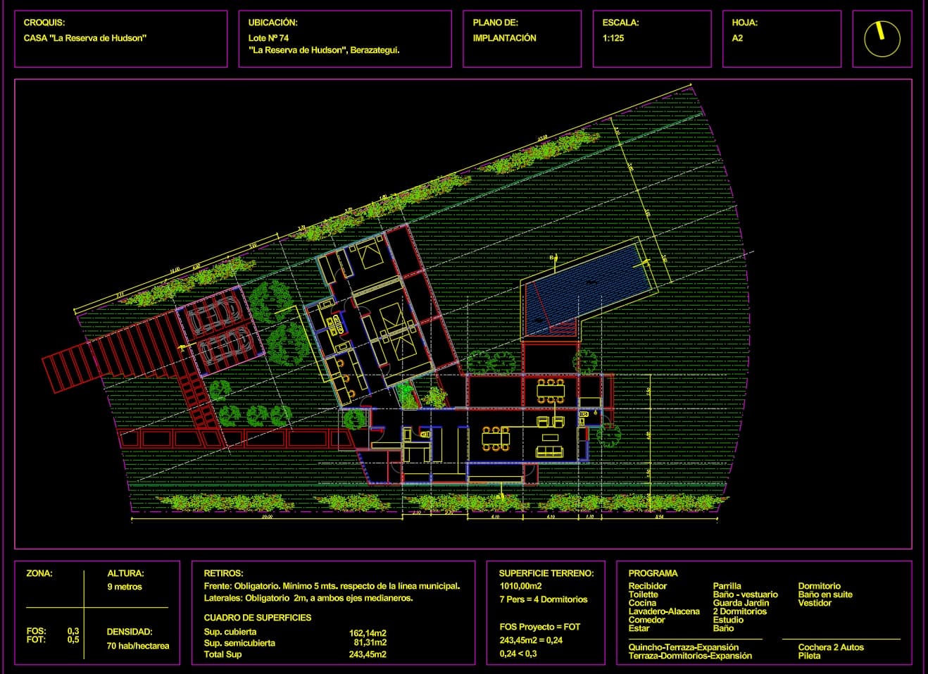 Plano de Implantación de Casa La Reserva de Hudson