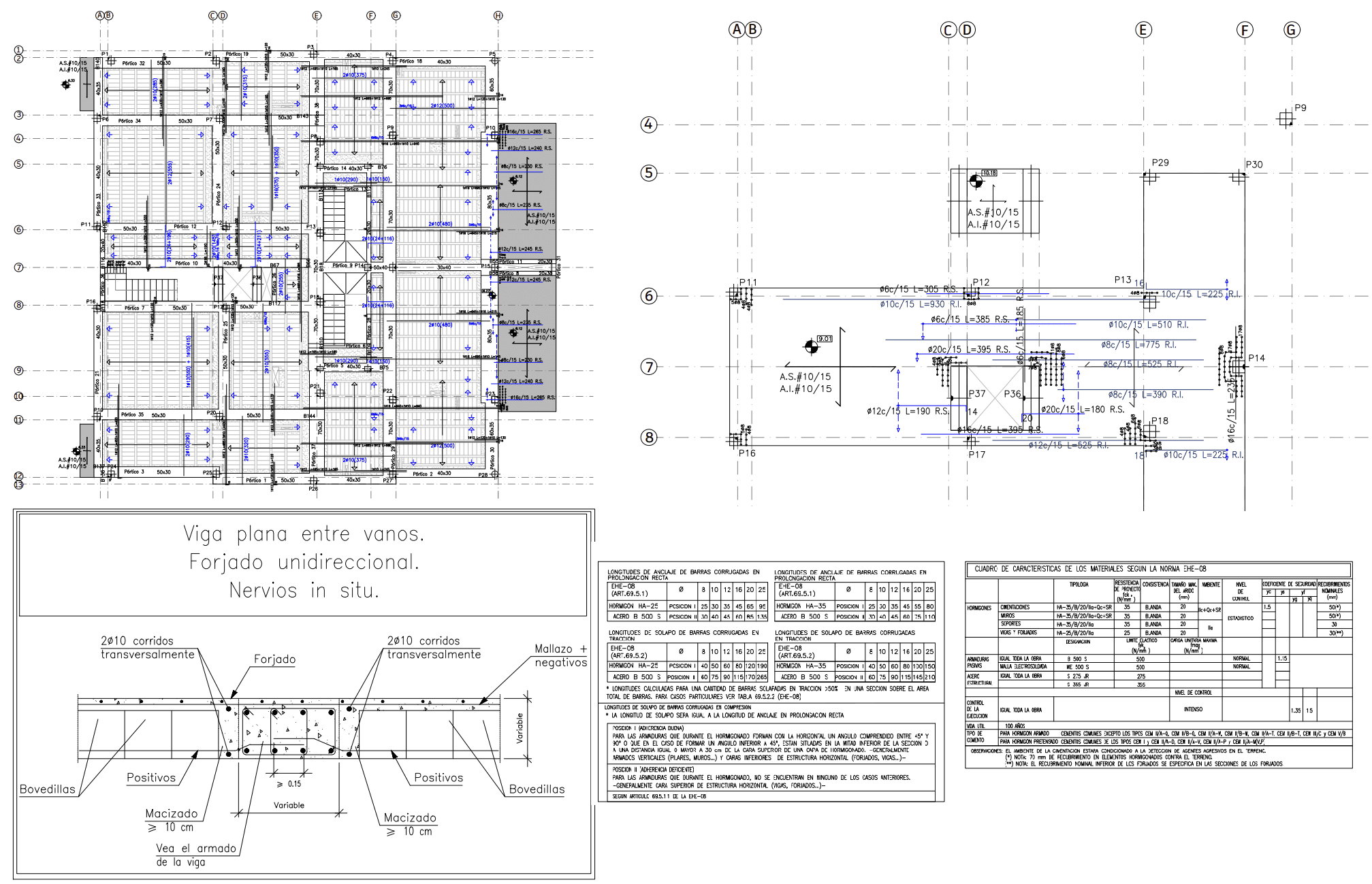 Plano de Forjado Unidireccional para Edificio Residencial