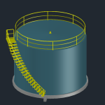 Plano 3D de escalera para tanque de techo fijo