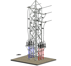 Torre de Alta Tensión con Aisladores