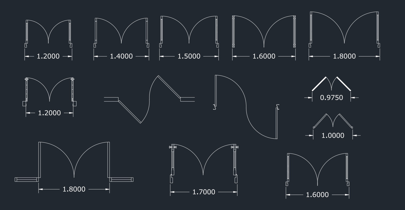 Bloques de Puertas con Diseño de Doble Curva