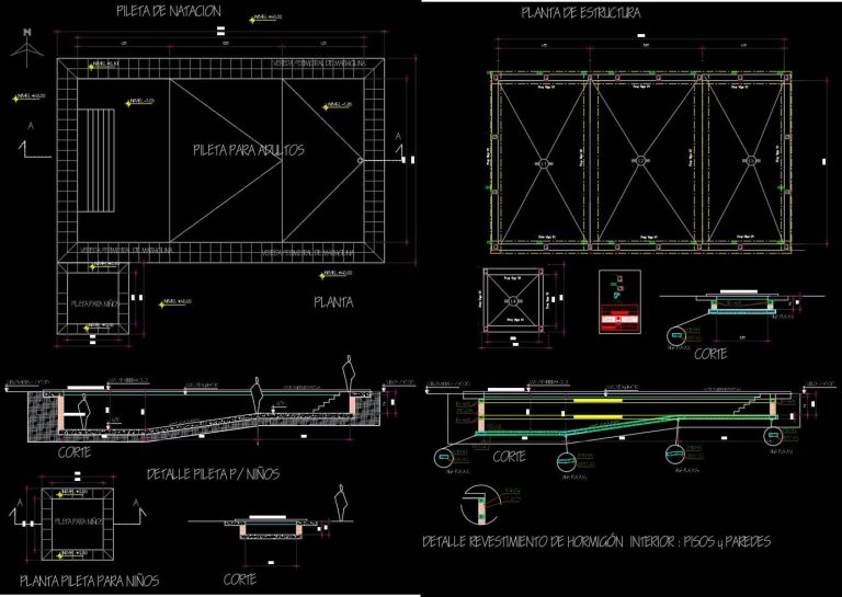 Piscina de hormigón 14×8 m con detalles estructurales 1 Piscina de hormigón