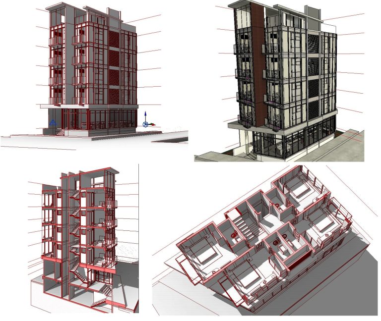 Modelo de Revit de un Edificio de Alojamiento Moderno 25 Modelo de Revit de un Edificio de Alojamiento Moderno