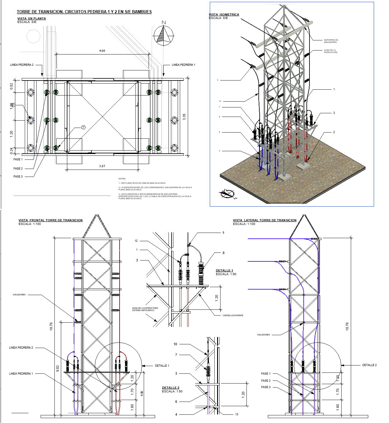Torre de Alta Tensión con Aisladores
