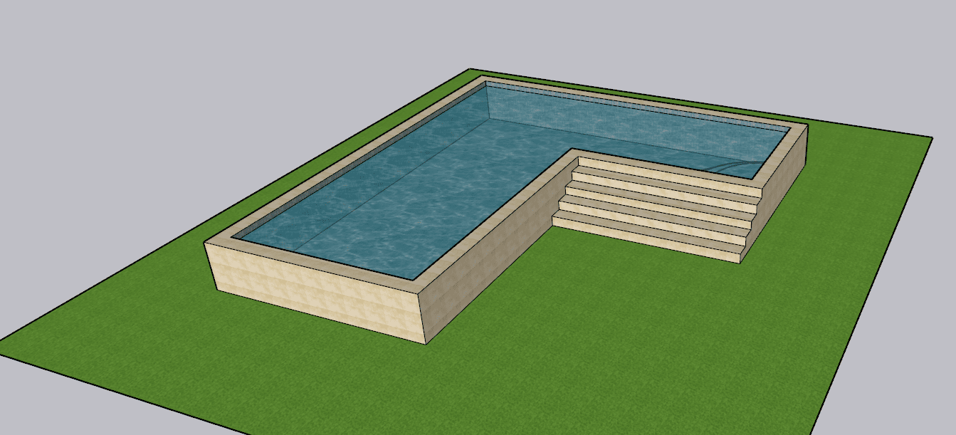 Modelo de Piscina Rectangular con Escaleras