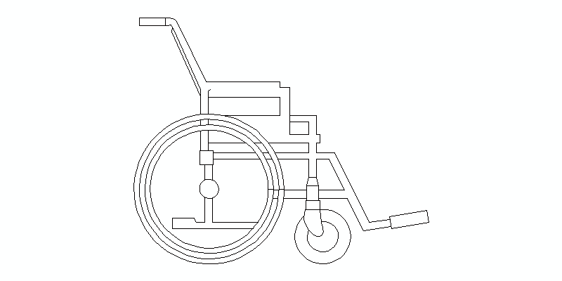 Élévation latérale du fauteuil roulant