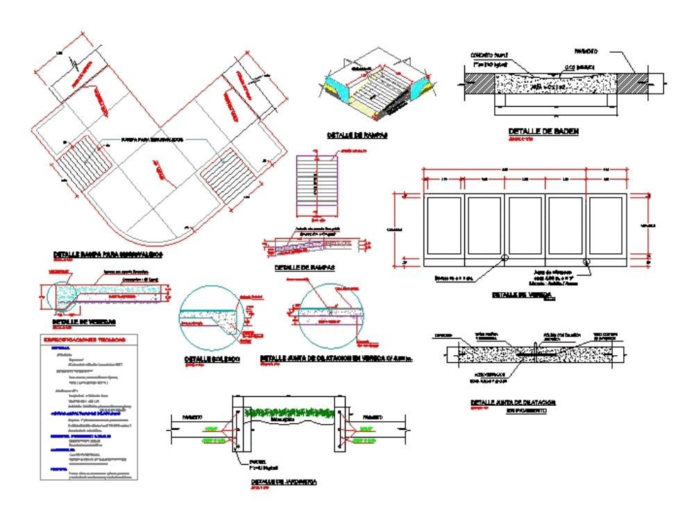 Plano detalle de vereda