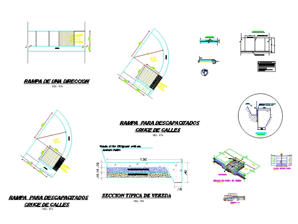 Plan détaillé des trottoirs et des rampes