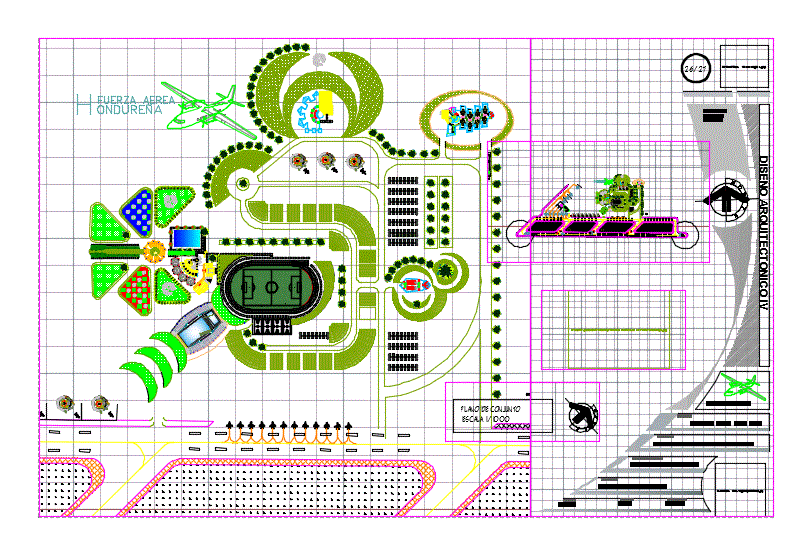 Planta de conjunto pista aeropuerto