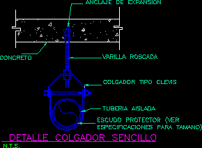 Detalle de colgante de tuberia agua helada