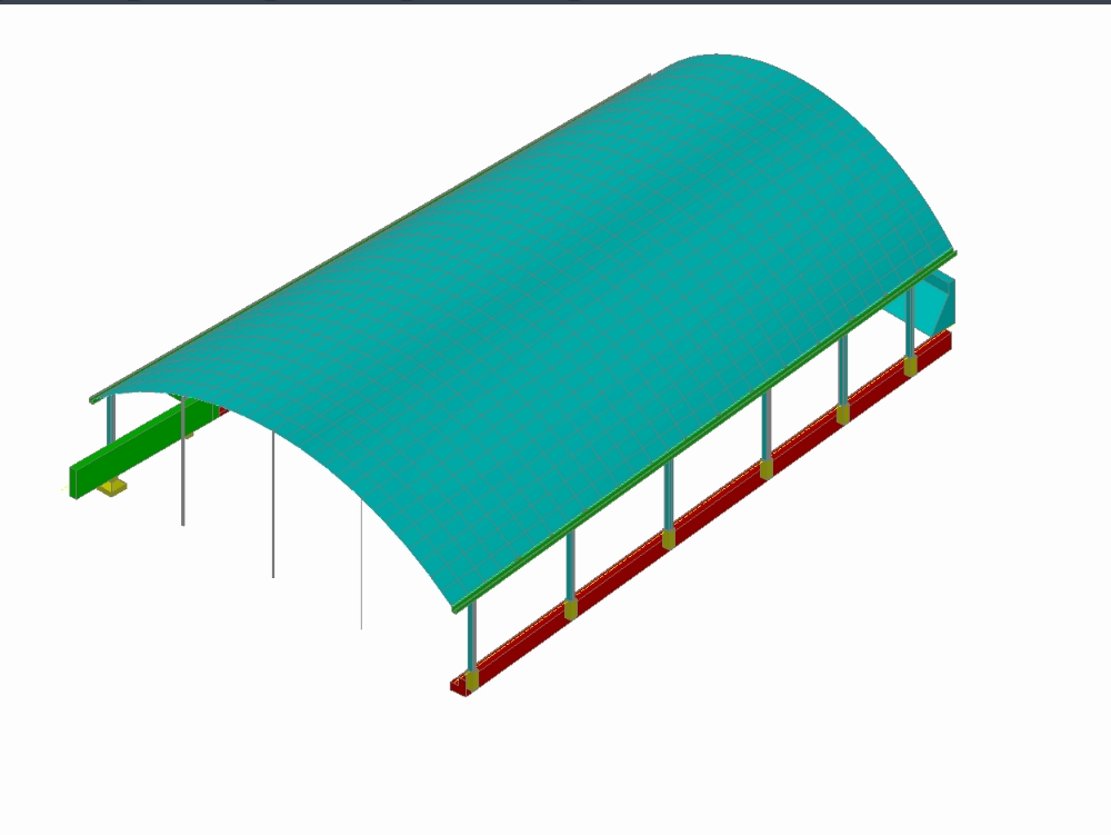 Modello 3D del tetto a shed
