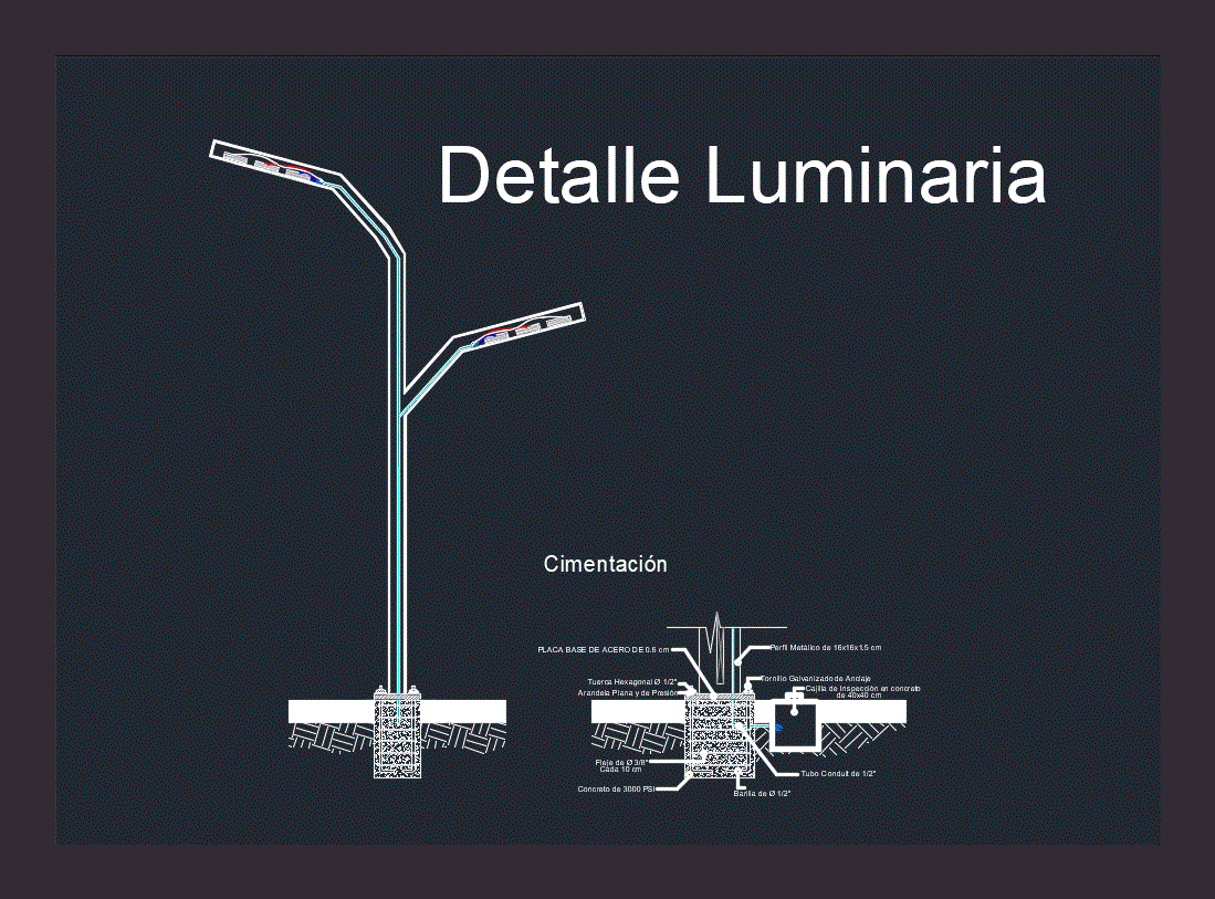 Detalhe da luminária led