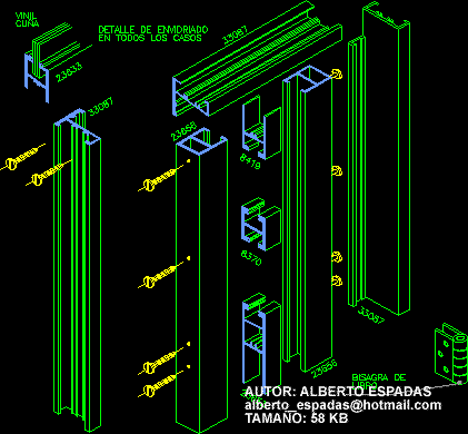 Detalle armado perfileria de aluminio