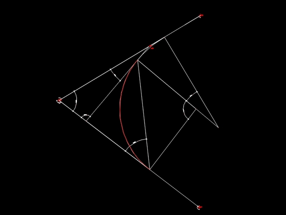 Courbe à deux rayons et bloc dynamique de coordonnées