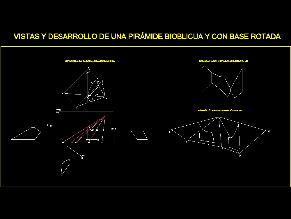 Desenvolvimento de uma pirâmide oca inclinada em dois eixos