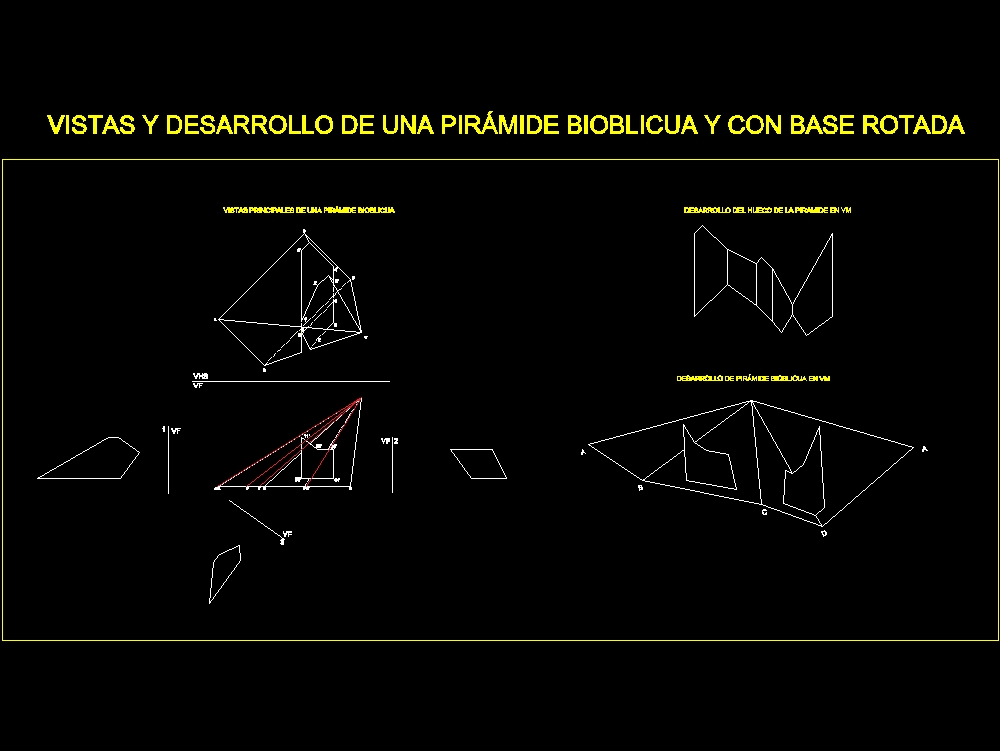 Sviluppo di una piramide cava inclinata su due assi