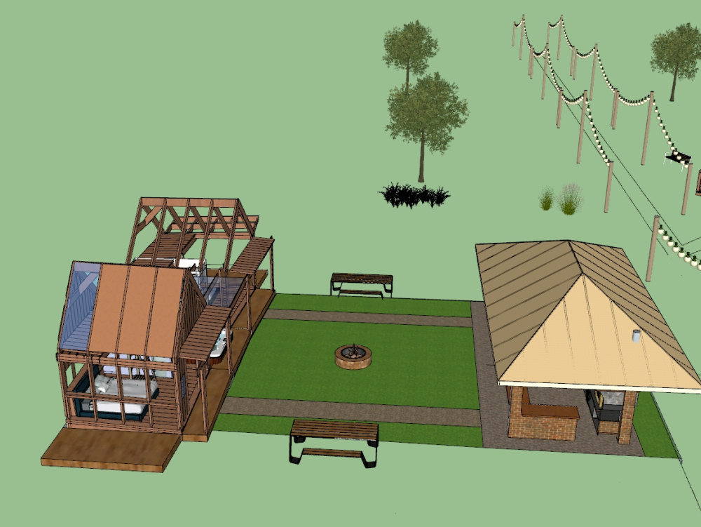 Alpine-type wooden cabins with jacuzzy and bbq area