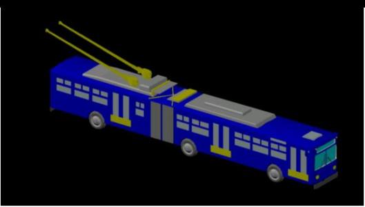 3d trolleybus in cad
