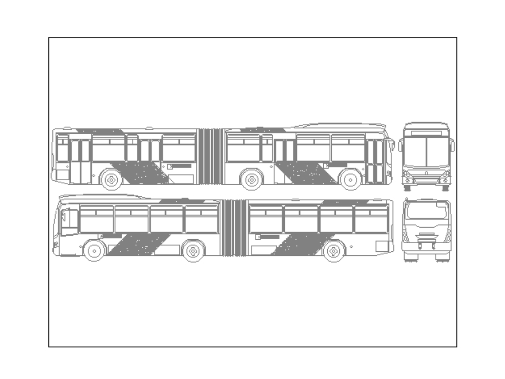 drawing articulated bus