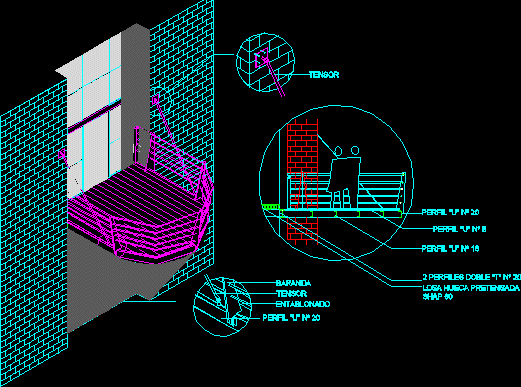 Suspended balcony detail