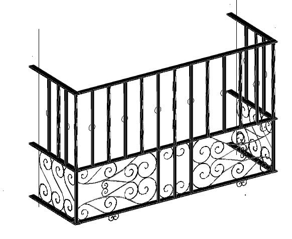Wrought iron balcony in autocad 3d