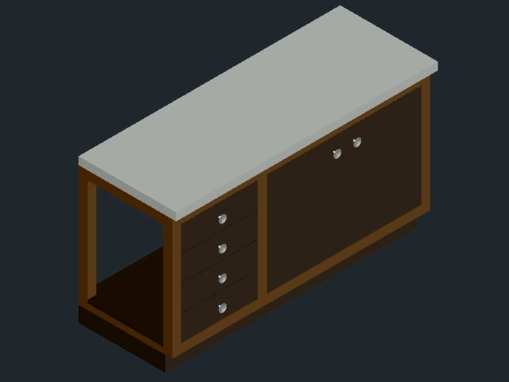 Mueble con cajones 3D sin textura