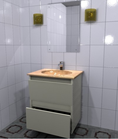 Mueble integral con espejo y lavabo para banos y aseos