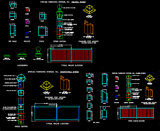 Detalles de barandas o pasamanos