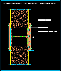 Unione di muri semplici a vista in blocchi di cemento con pilastro metallico