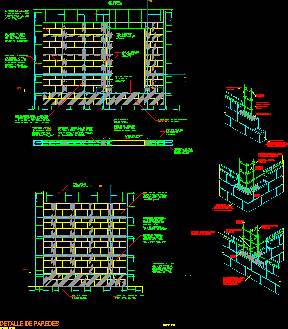 Detalhes estruturais da parede de blocos