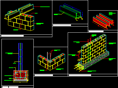 Details of block walls - various details