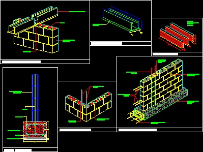 Details von Blockwänden - verschiedene Details